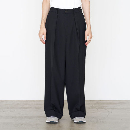 PLEATED WIDE TROUSERS ORGANIC WOOL SURVIVAL CLOTH