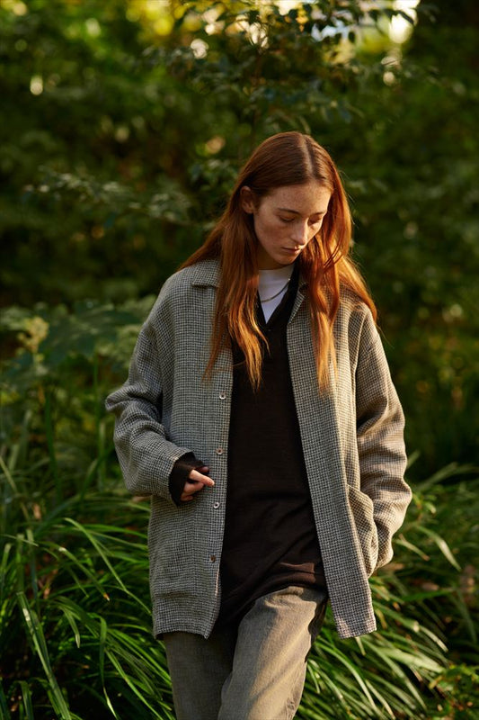 HYPER BIG VIRGIN WOOL LINEN BROWN MIX SHIRT JACKET