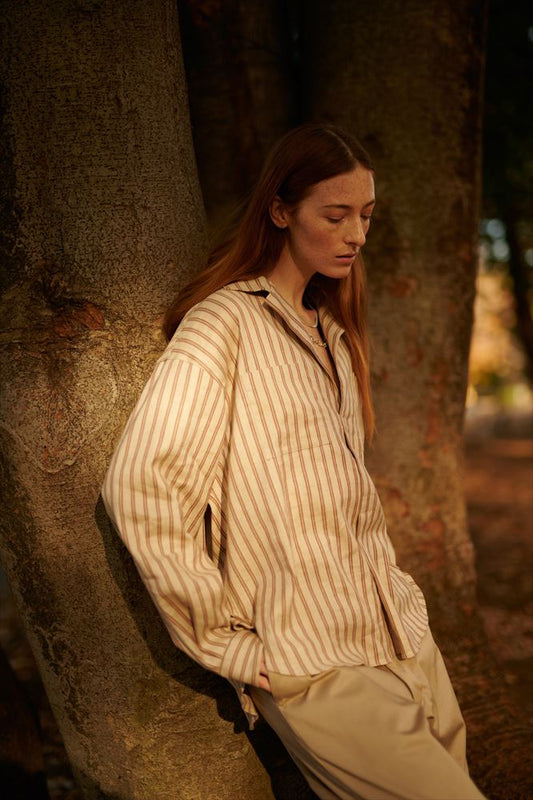 STRIPED LINEN SKIPPER SHIRT
