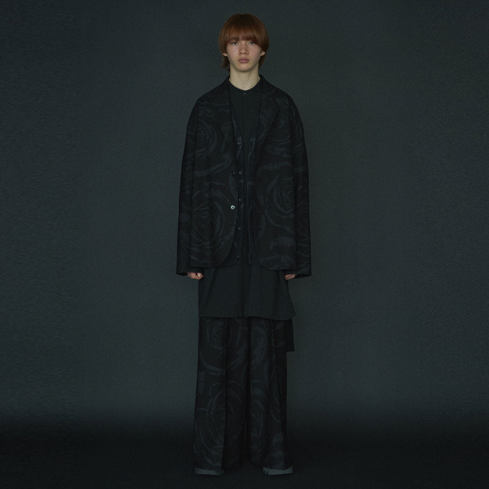 COTTON LINEN BAND COLLAR LONG SHIRT