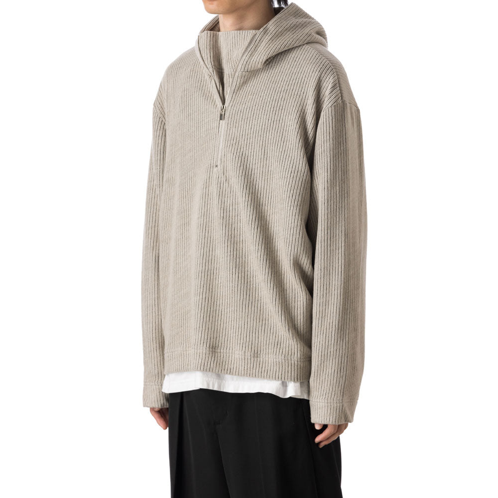 WO/PE QUARTER GAUGE KNIT HOODED PULLOVER SHIRT