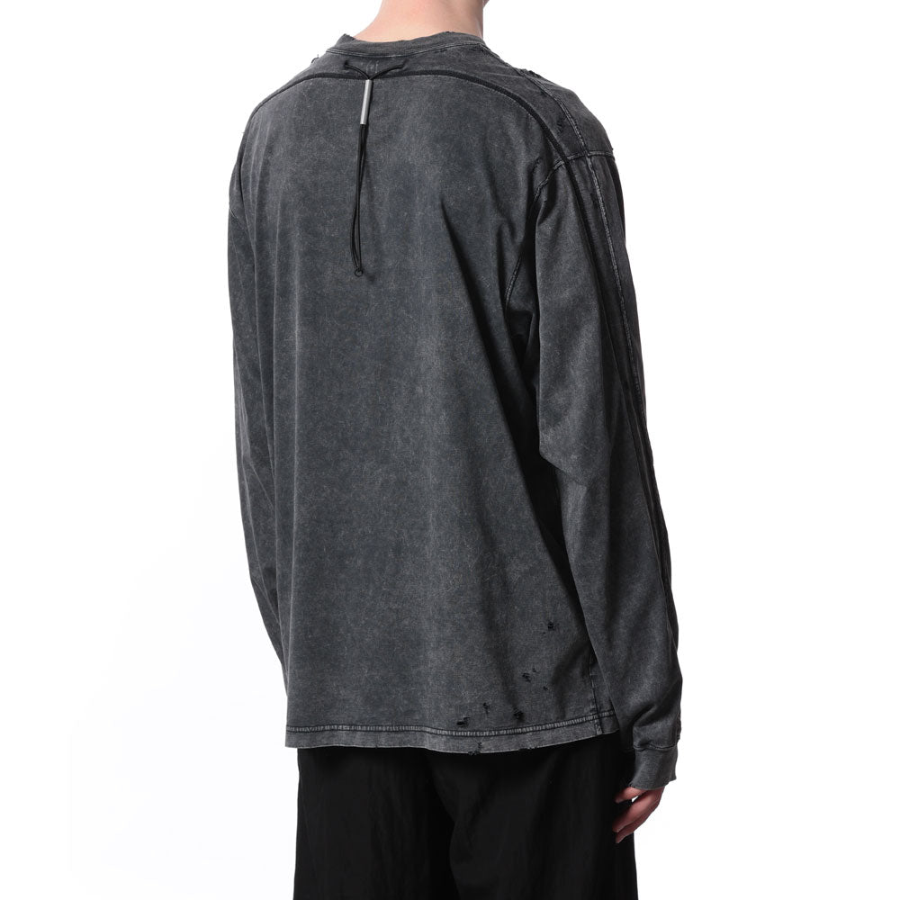 SUEDED CO JERSEY DISTRESSED VESSEL L/S TEE