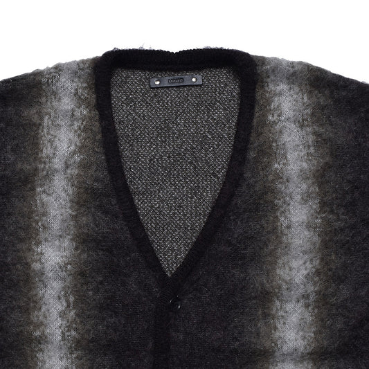 Fuzzy Stripe Mohair Knit Cardigan