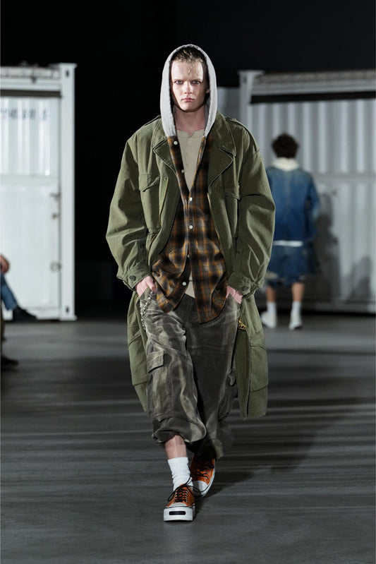 Distressed Hooded Check Shirts (BROWN)