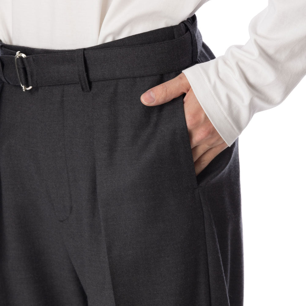 WASHABLE WO/PE STRETCH SAXONY BELTED TROUSERS