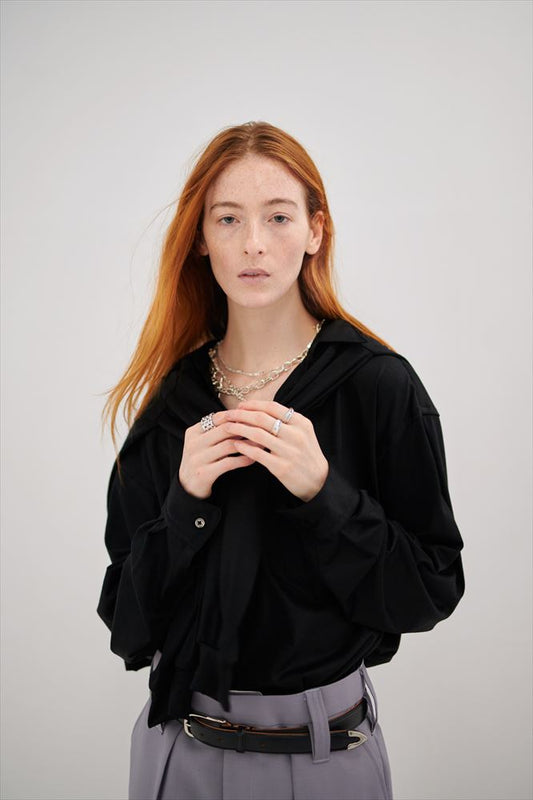 DEADSTOCK SHINY CHROME ITALY CARF LEATHER DRESS BELT