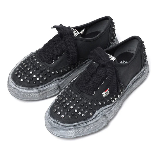 (BAKER) OG Sole Studded Canvas Low-top Sneaker BLACK