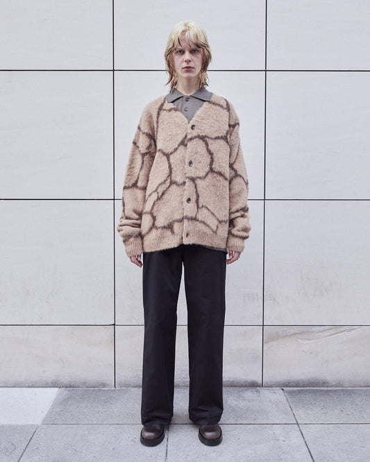 PAVE PATTERN CARDIGAN NATURAL COLOR ALPACA
