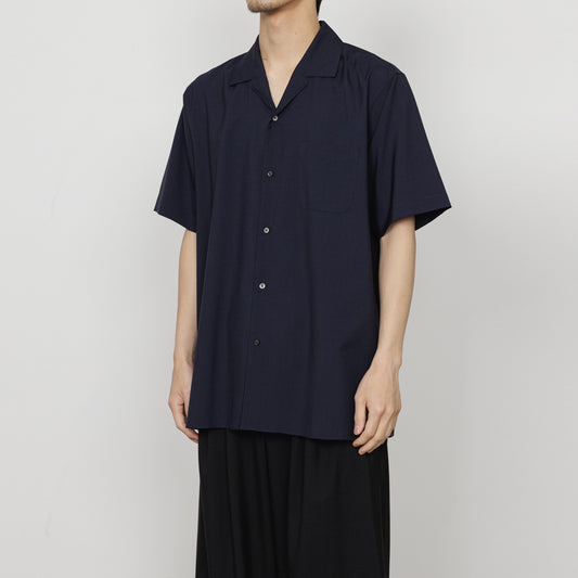 ITALIAN OPEN COLLAR S/S SHIRT ORGANIC WOOL 2/80 TROPICAL