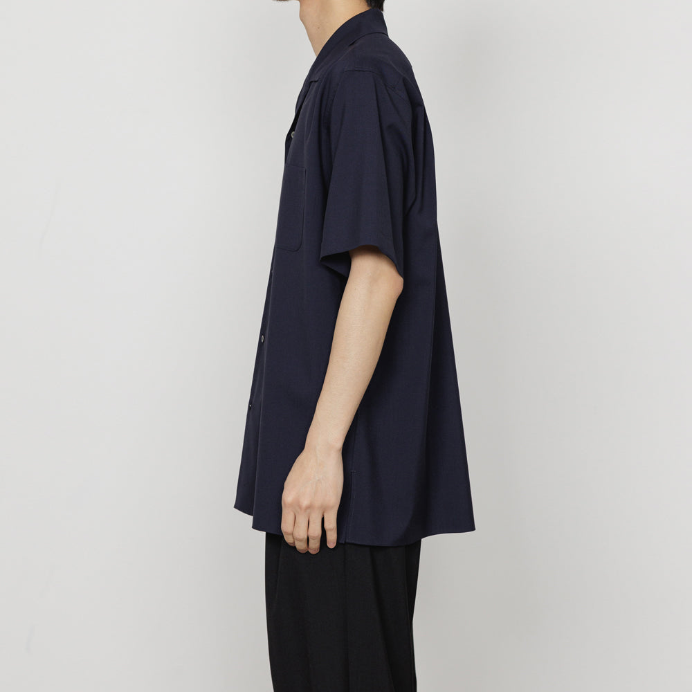 ITALIAN OPEN COLLAR S/S SHIRT ORGANIC WOOL 2/80 TROPICAL