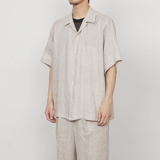 OPEN COLLAR S/S SHIRT HEMP