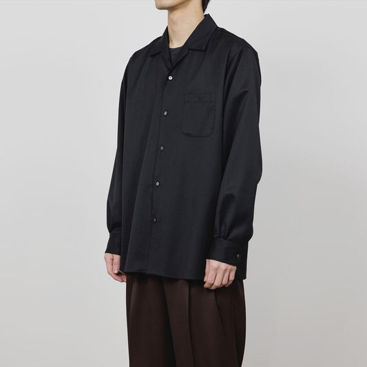 ITALIAN COLLAR SHIRT ORGANIC WOOL GABARDINE