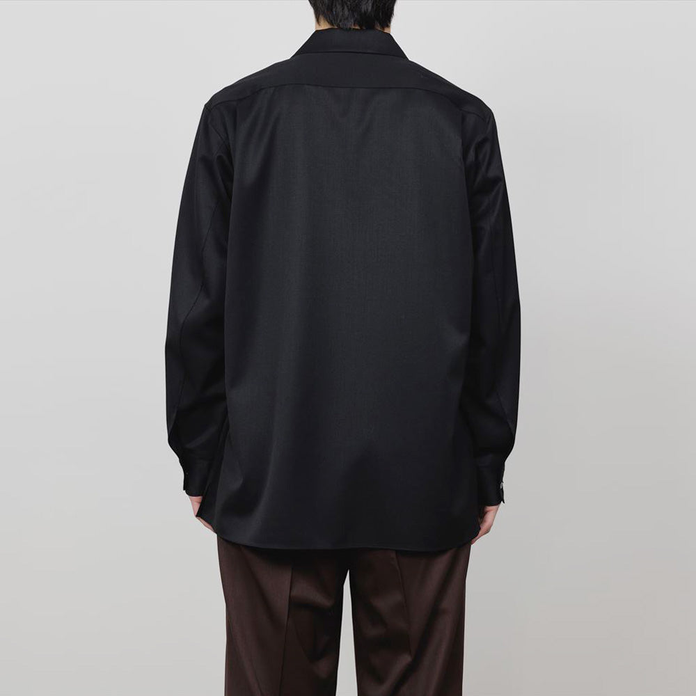 ITALIAN COLLAR SHIRT ORGANIC WOOL GABARDINE