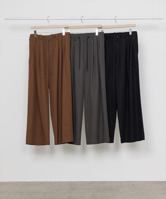 TRIPLE PLEATED EASY TROUSERS ORGANIC COTTON VOILE YARN TWILL