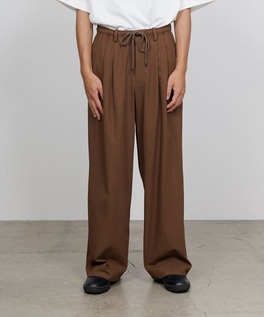 TRIPLE PLEATED EASY TROUSERS ORGANIC COTTON VOILE YARN TWILL