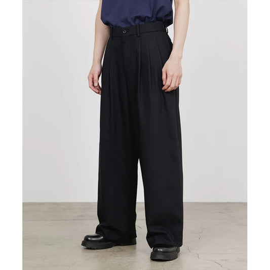 TRIPLE PLEATED WIDE TROUSERS ORGANIC COTTON SURVIVAL CLOTH