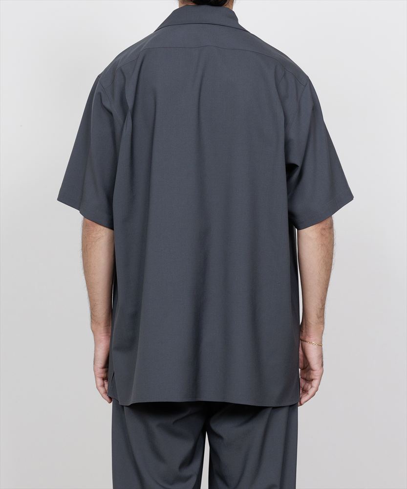 ITALIAN OPEN COLLAR S/S SHIRT ORGANIC WOOL 2/80 TROPICAL