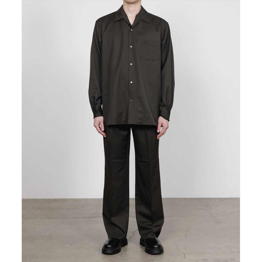 DOUBLE PLEATED STRAIGHT TROUSERS ORGANIC WOOL GABARDINE