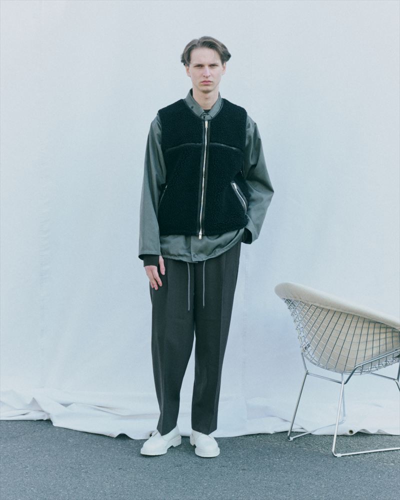 DOUBLE PLEATED SEMI EASY TROUSERS ORGANIC WOOL SURVIVAL CLOTH