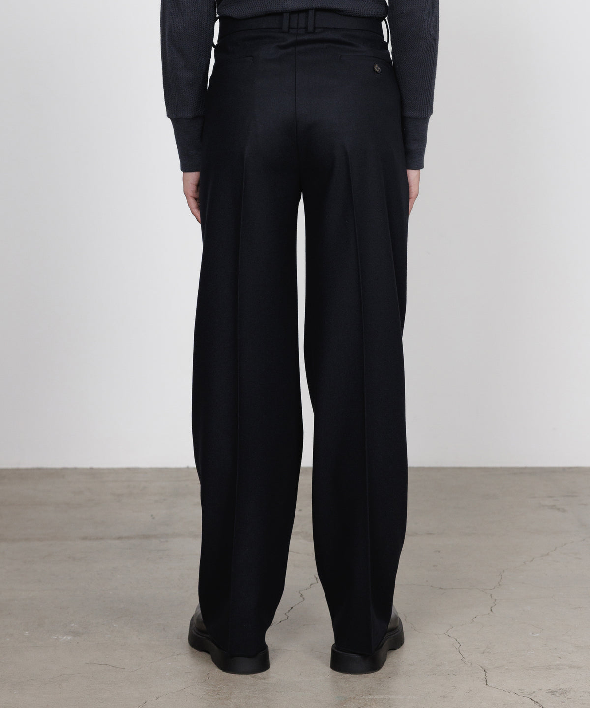 DOUBLE PLEATED STRAIGHT TROUSERS WOOL FLANNEL