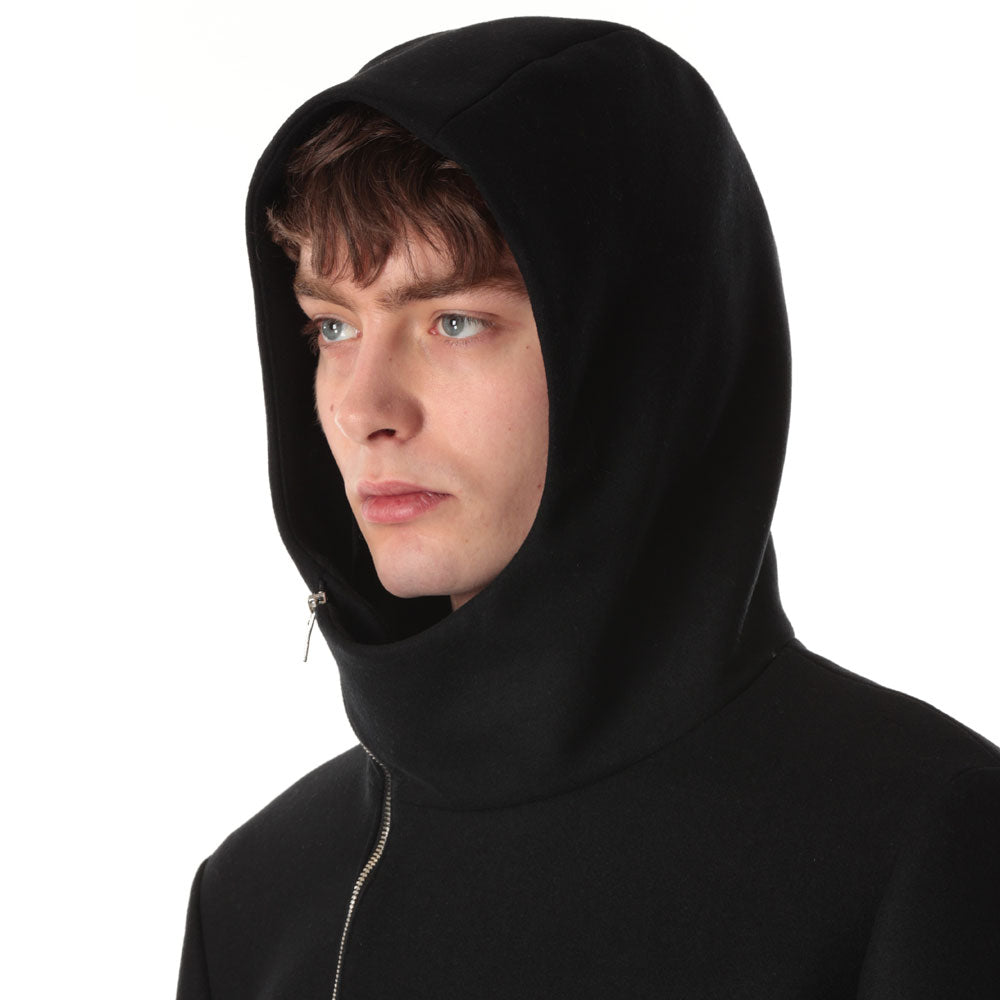 WO/CA DOUBLE MELTON ROUND ZIP HOODED COAT