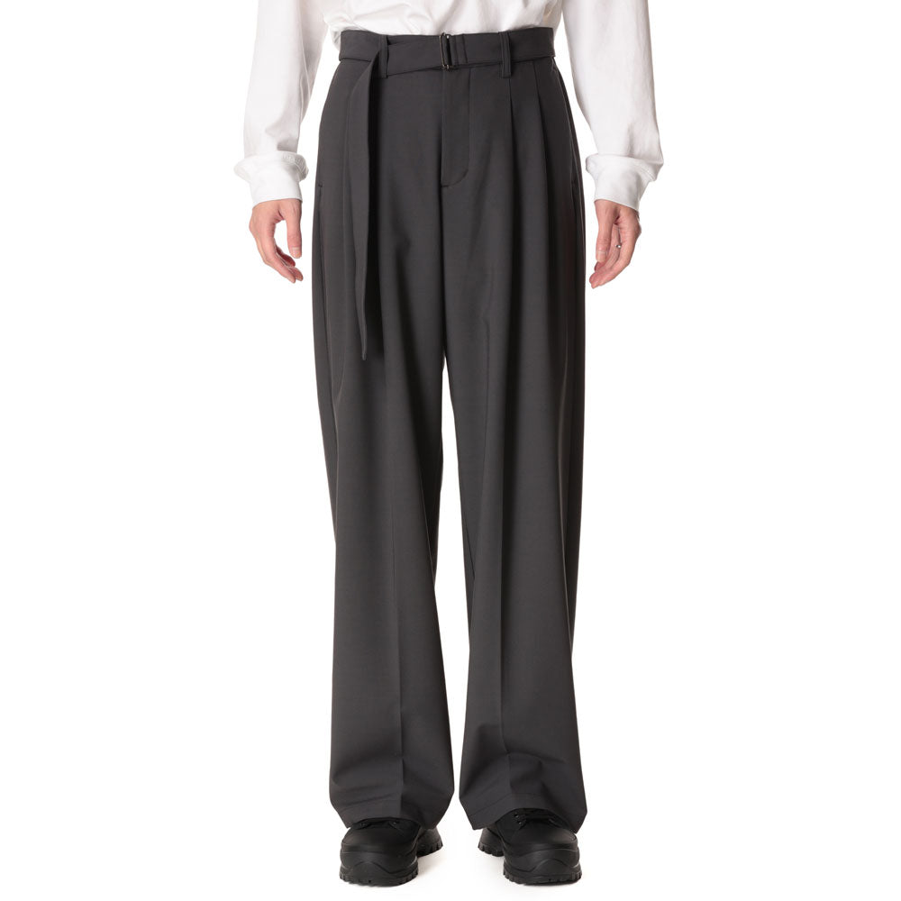 PE/RY STRETCH TROPICAL BELTED WIDE TROUSERS