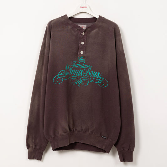 Distressed Henry Neck Sweat Pullover
