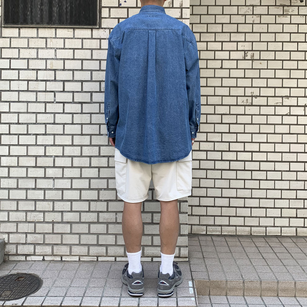 90S FIT UK HEAVY USED DENIM BUTTON DOWN SHIRT