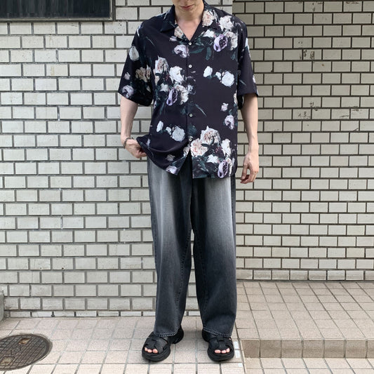 DECHINE OPEN COLLAR S/S SHIRT INKJET (PAINT FLOWER)