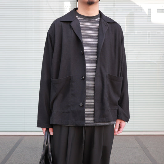 SILK NOIL OPEN COLLAR OVER SHIRT JACKET
