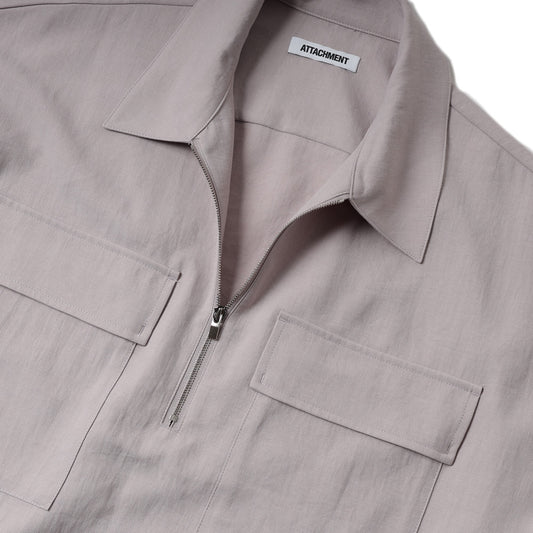 PE/CO/LI TWILL HALF ZIP S/S SHIRT
