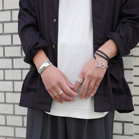 TAXCO SILVER ROUND TRIM BANGLE