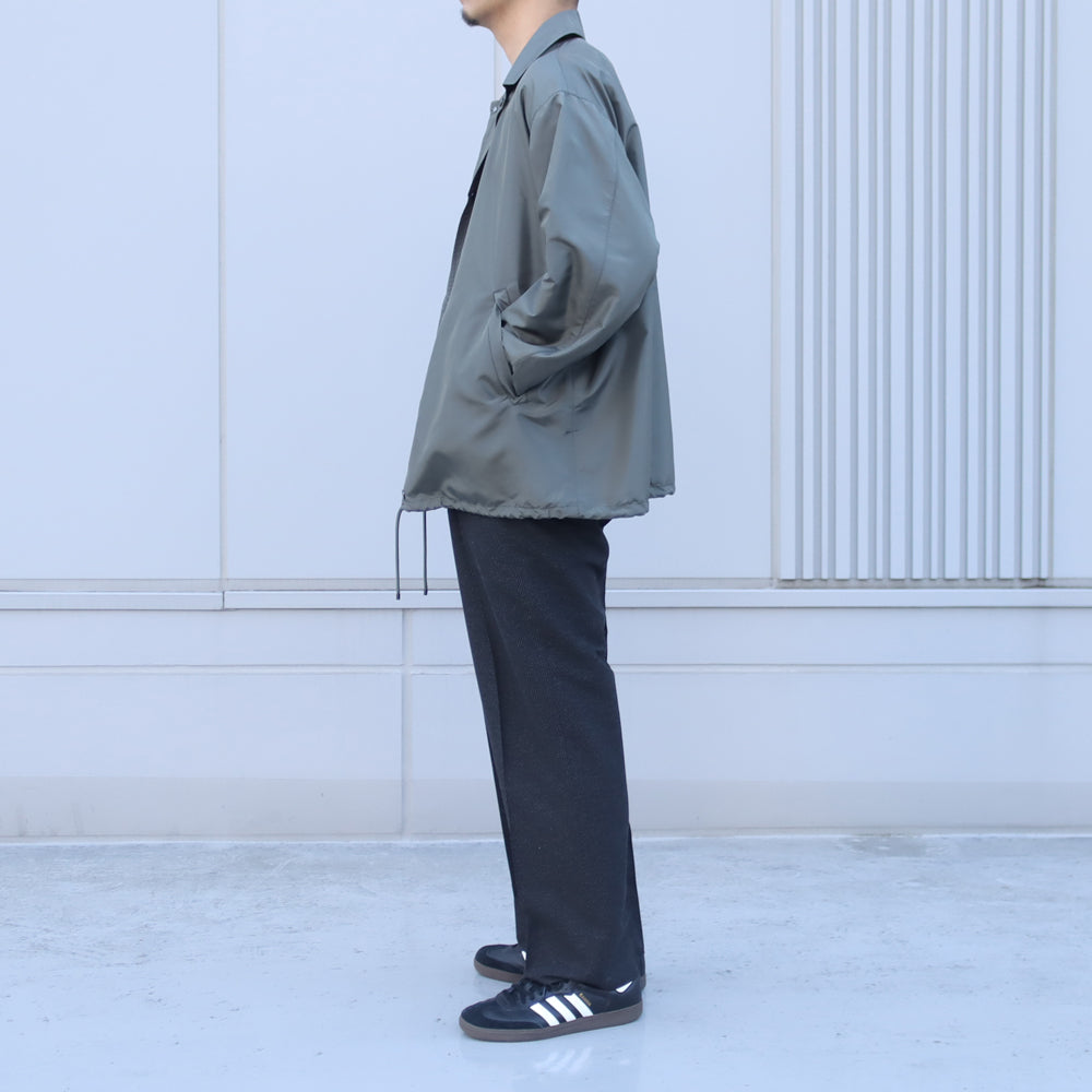 HERRING BONE WOOL SUITING 1-TUCK WIDE TAPERED SLACKS