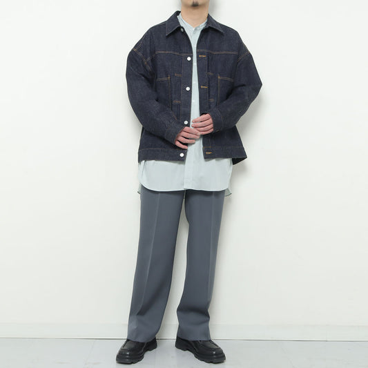QUINN / Wide Tailored Pants (Wool Gabardine) GRAY