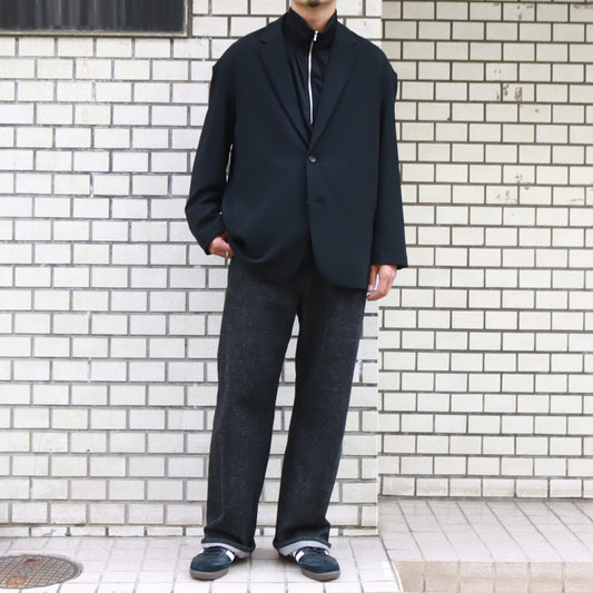 EXTRA FINE MERINO WOOL JERSEY HIGH NECK HALF ZIP