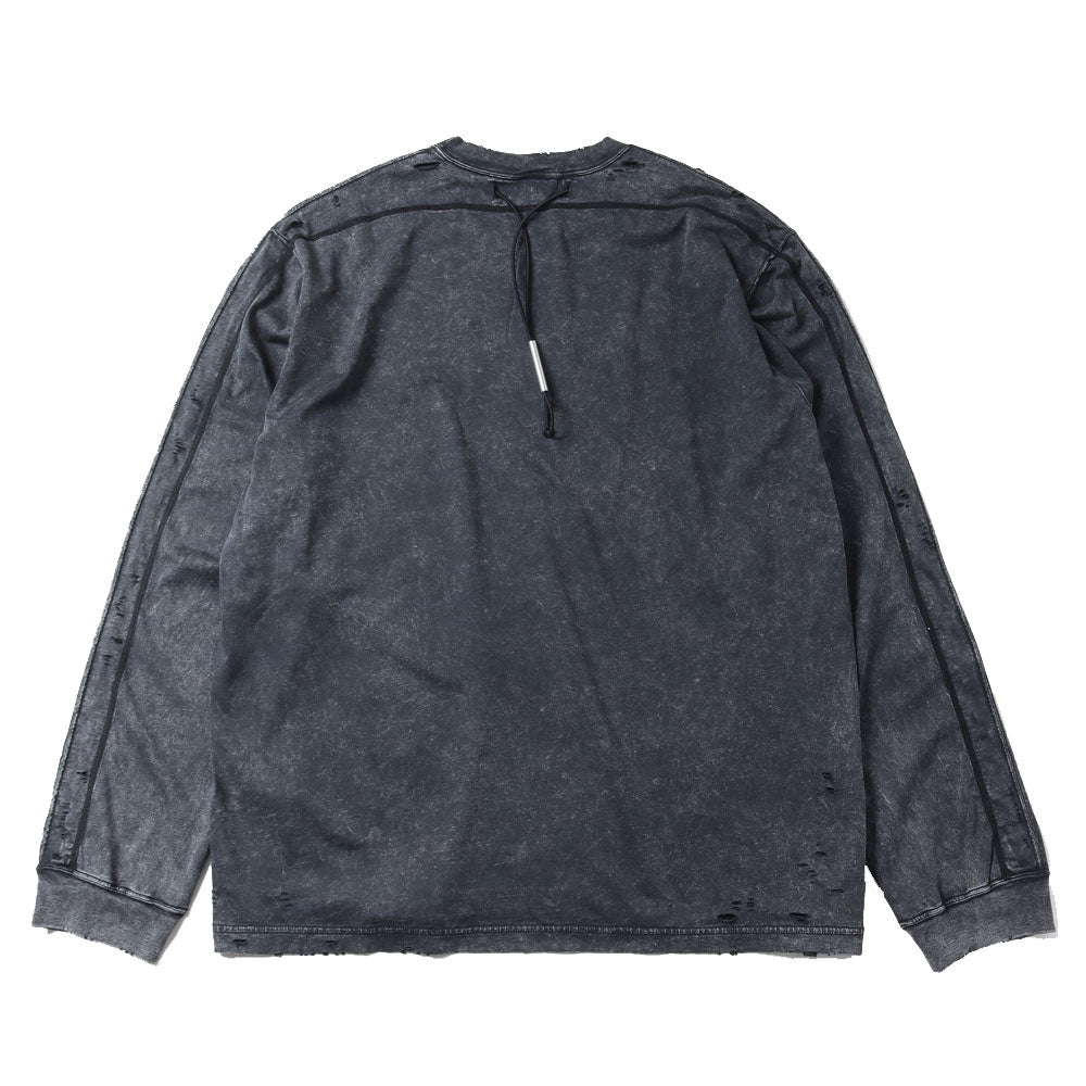 SUEDED CO JERSEY DISTRESSED VESSEL L/S TEE