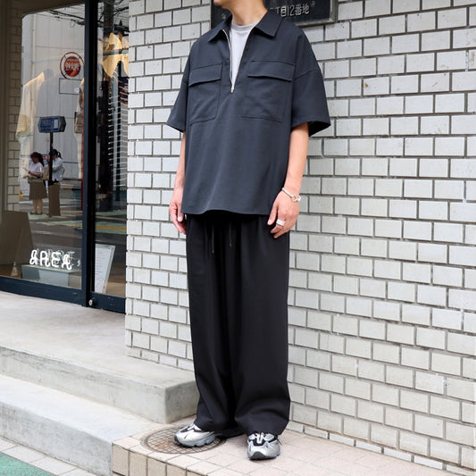 PE/CO/LI TWILL HALF ZIP S/S SHIRT