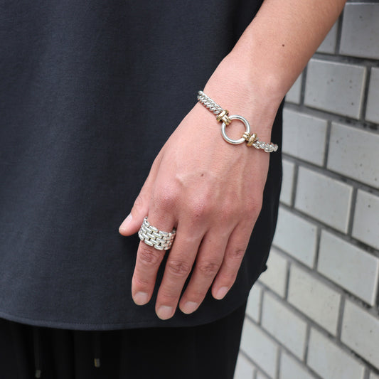 TAXCO SILVER AND BRASS CIRCLE BRACELET