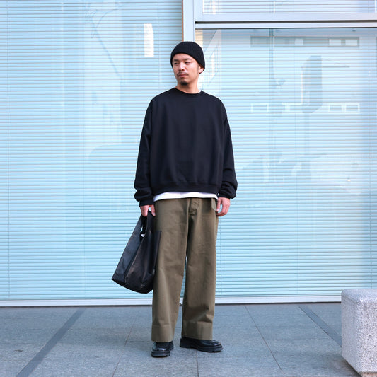 HEAVY PIMA TWILL BELTED MIL BAGGY TROUSERS