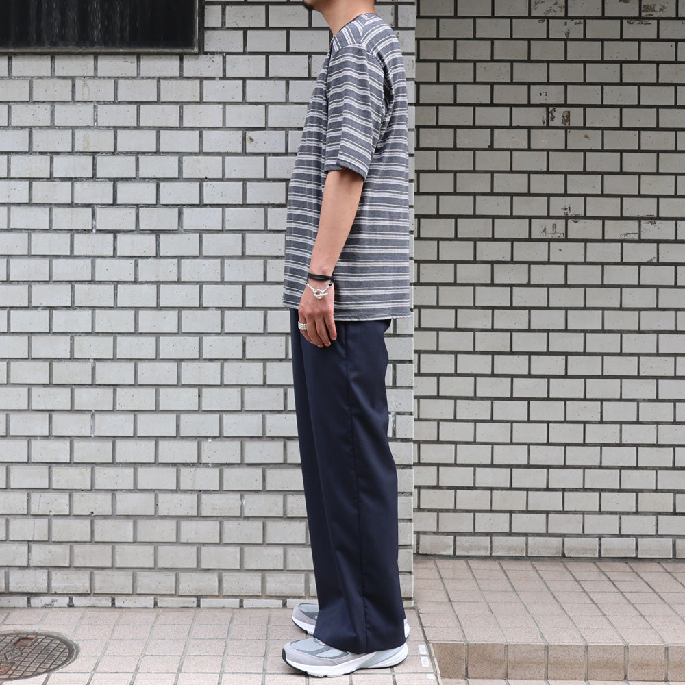 TWO TUCK MILITARY TROUSERS WOOL TROPICAL MELANGE