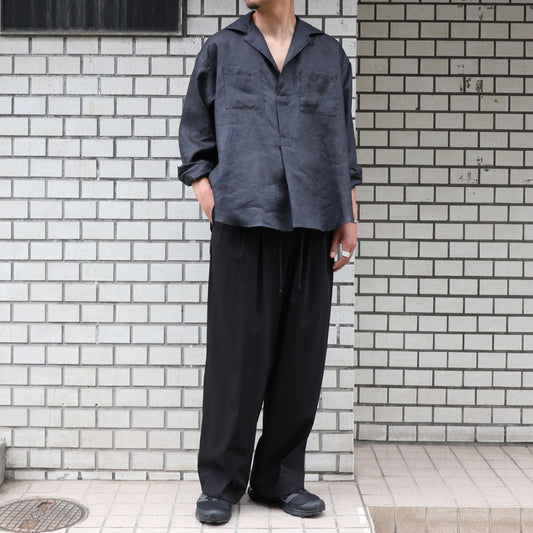 TRIPLE PLEATED EASY TROUSERS ORGANIC VOILE YARN TWILL