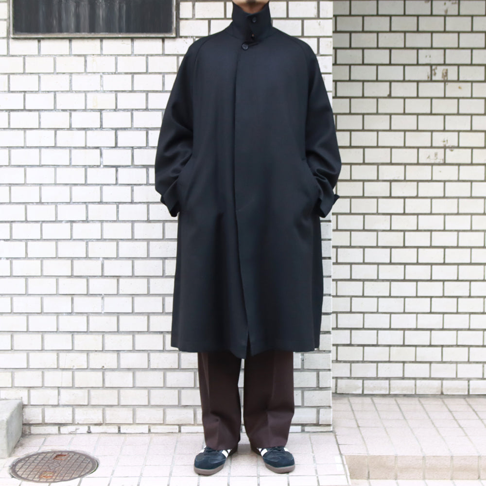 WOOL FRANNEL DRAPE 2-TUCK STRAIGHT SLACKS
