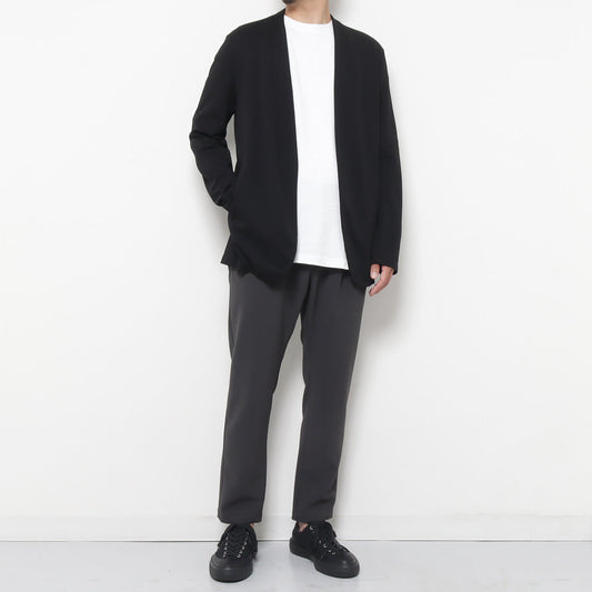 COTTON DOUBLE FACE COLLARLESS CARDIGAN