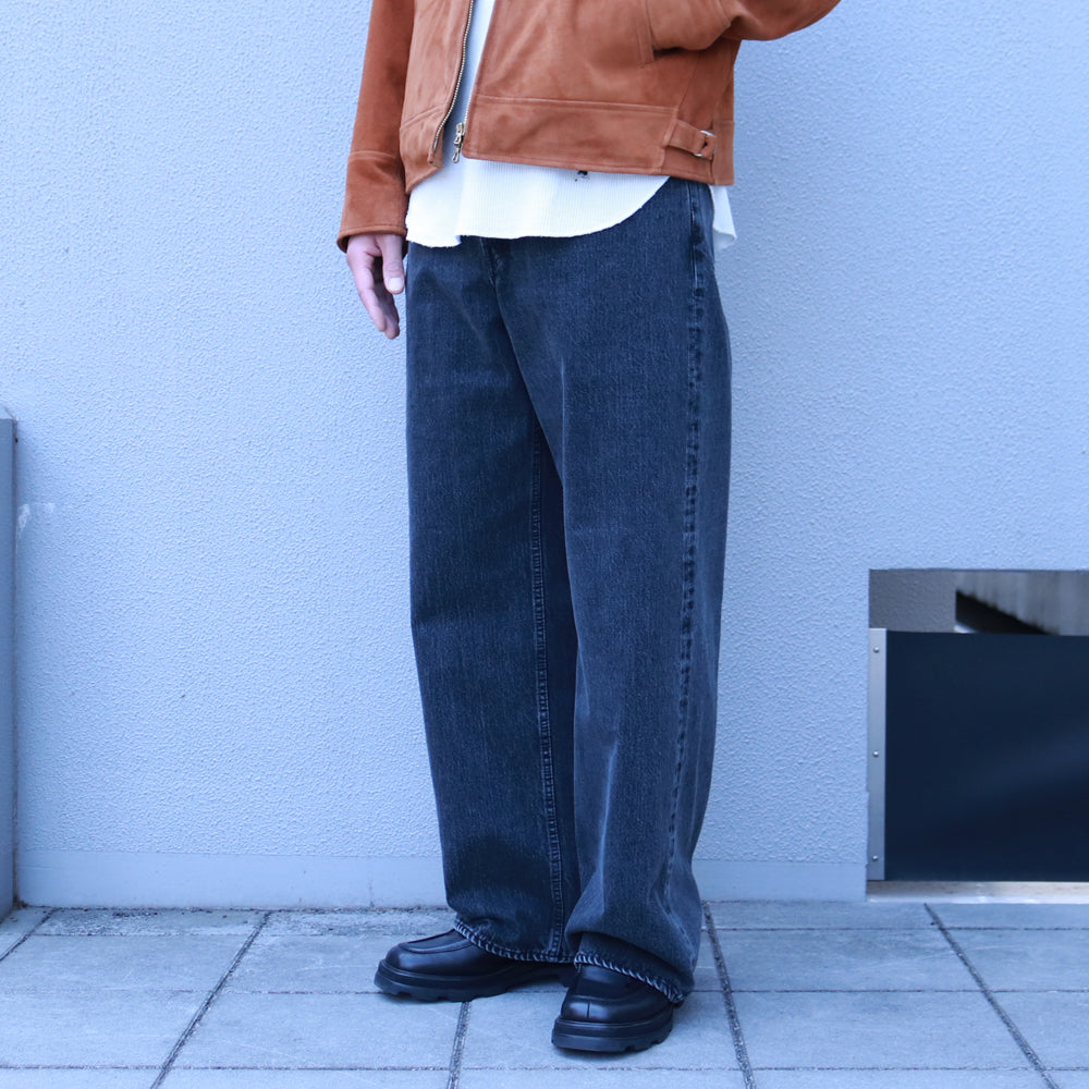 WIDE LEG JEANS ORGANIC COTTON 13.5oz SELVEDGE DENIM (FADED BLACK)