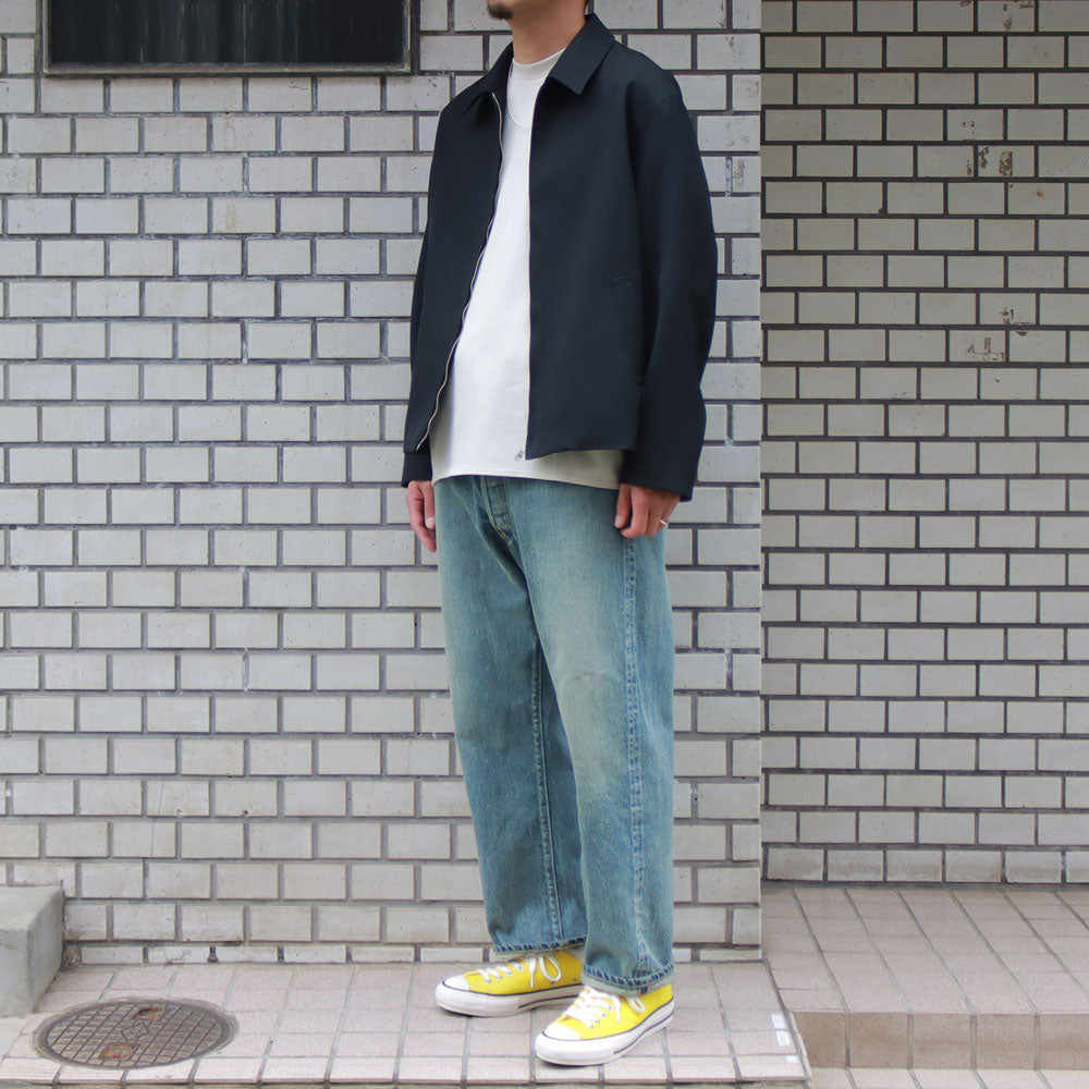 PURE BLACK WOOL HARRINGTON JACKET