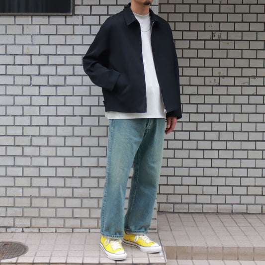 PURE BLACK WOOL HARRINGTON JACKET