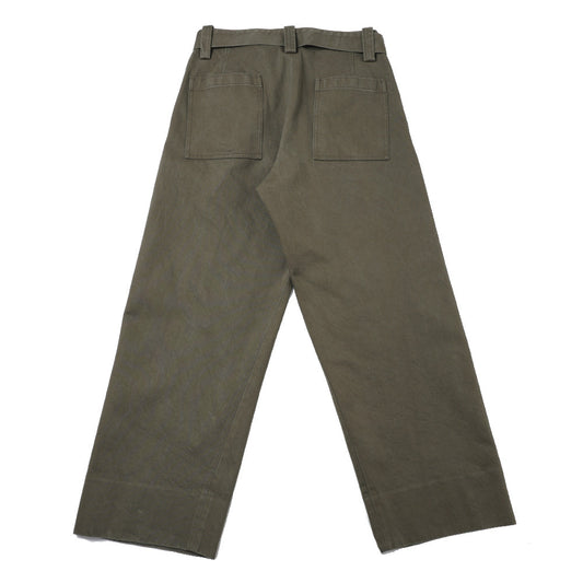 HEAVY PIMA TWILL BELTED MIL BAGGY TROUSERS
