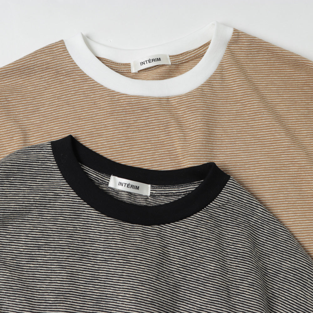 COTTON HEMP BORDER LONG TEE