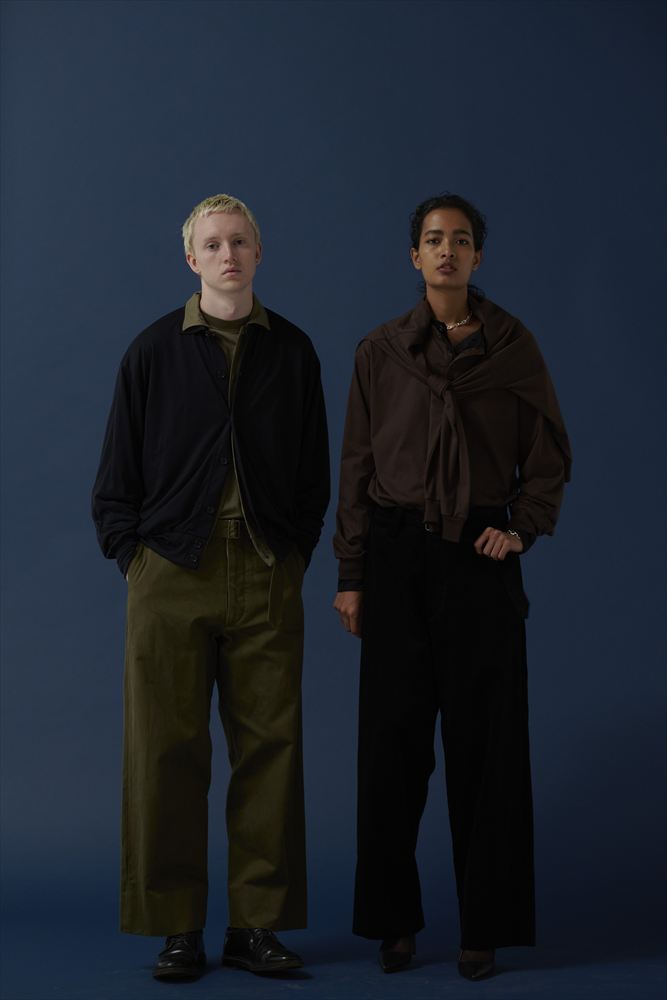 HEAVY PIMA TWILL BELTED MIL BAGGY TROUSERS