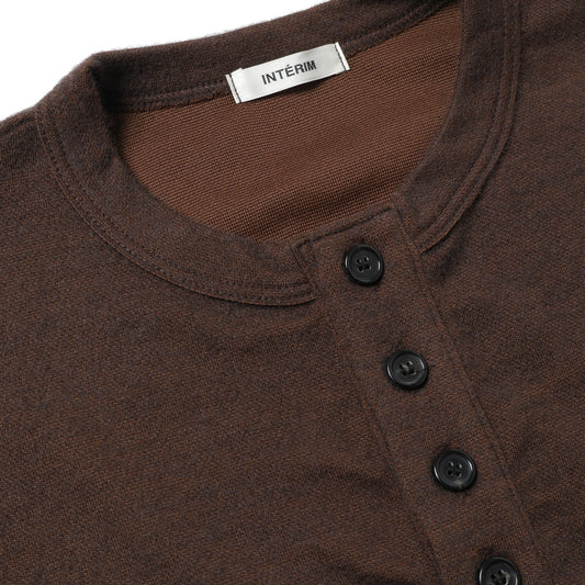MELANGE DOUBLE-PIQUÉ HAIRY JERSEY HENRY L/S TEE
